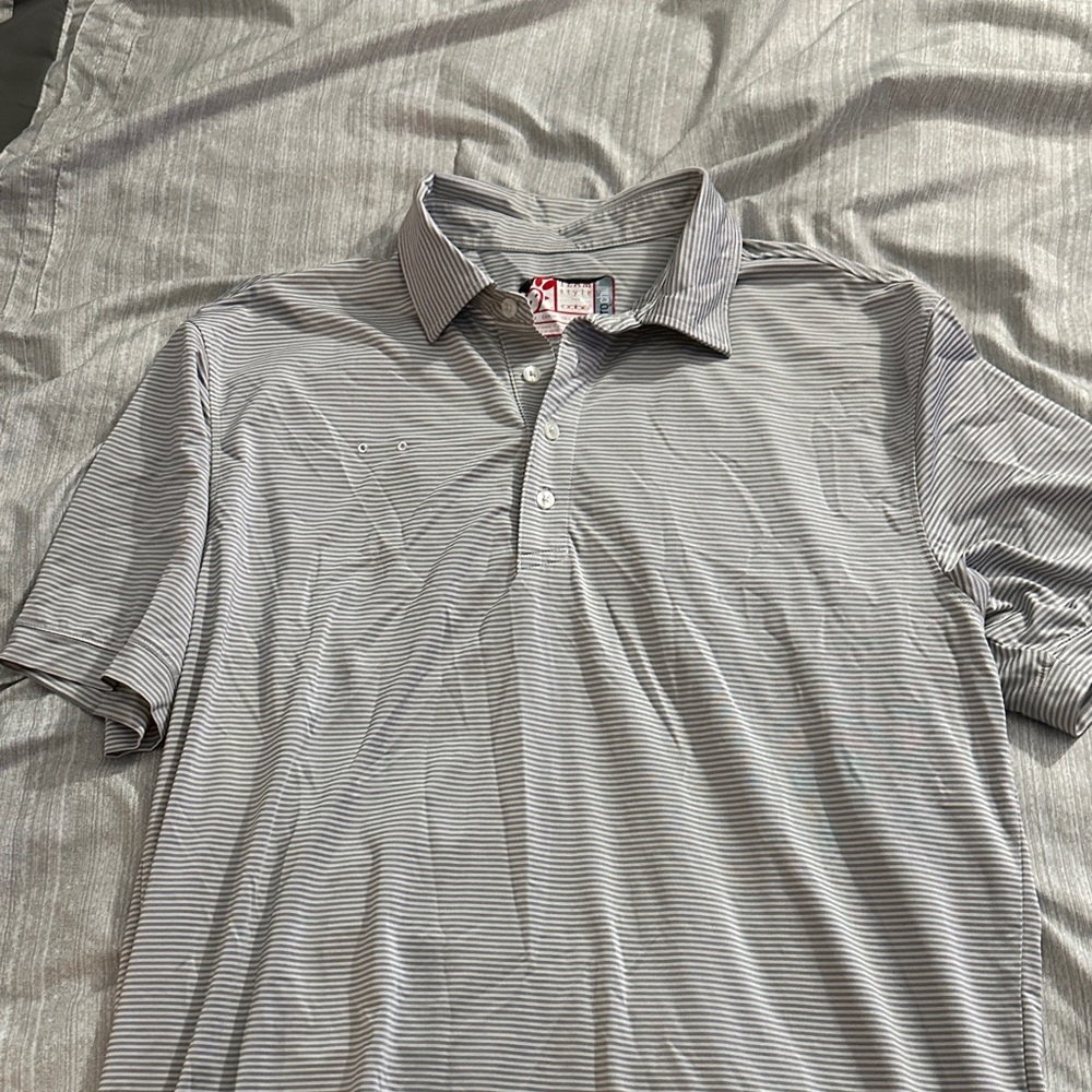 Chick-fil-A Teamstyle Mens Hydrochill Striped Polo, White - Medium